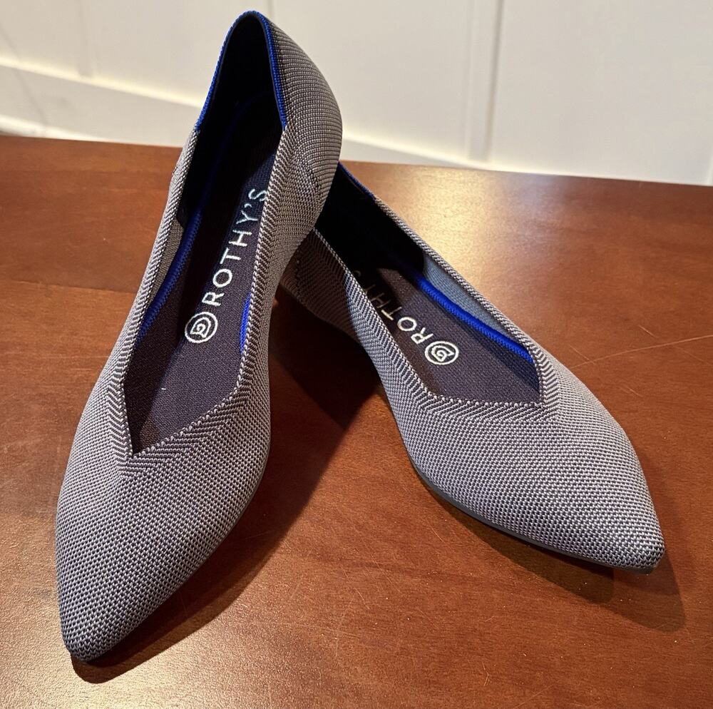 Rothy's Women's Knit Gray Birdseye Pointed Toe Slip-On Flats US 9.5